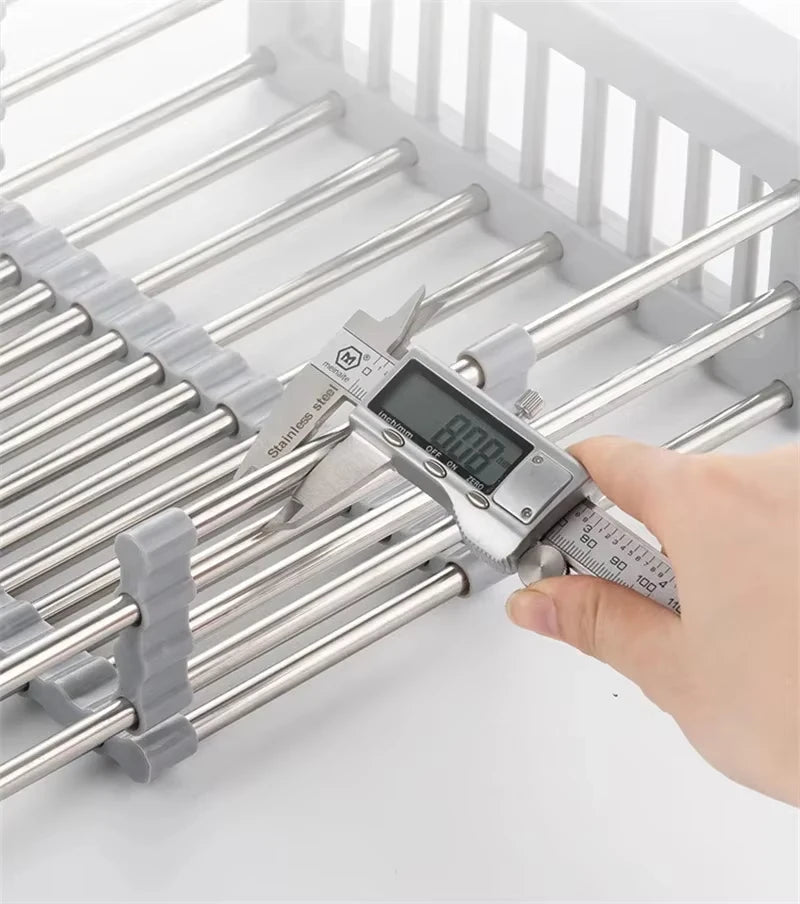 Kitchen Sink Drain Rack Stainless Steel Extendable Dish Drying Rack Drain basket Fruit Vegetable Washing Drainer Storage rack
