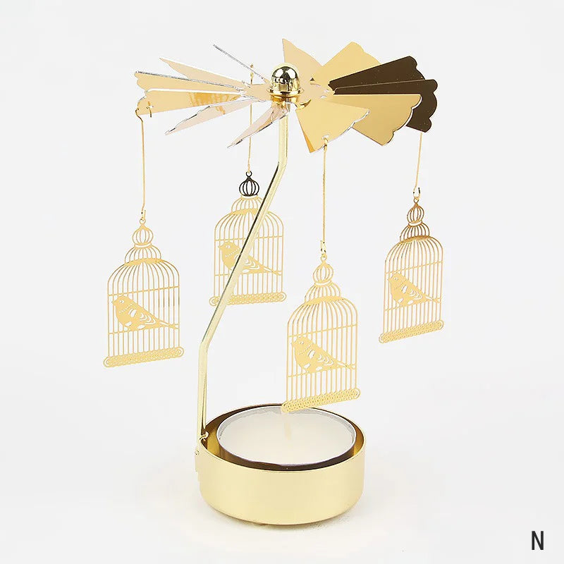 Carousel Candle Holder Gold Metal Candlesticks Room Decor Cake Rotating Candle Stand Home Decoration For Valentine's Christmas