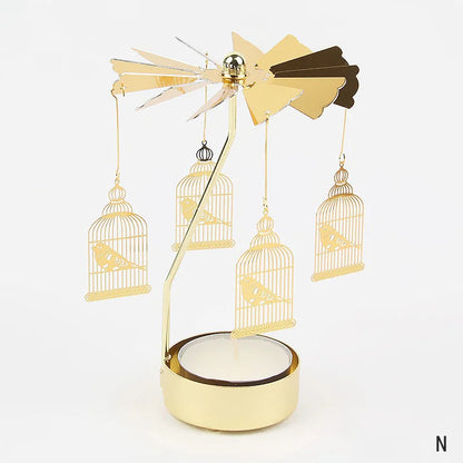 Carousel Candle Holder Gold Metal Candlesticks Room Decor Cake Rotating Candle Stand Home Decoration For Valentine's Christmas