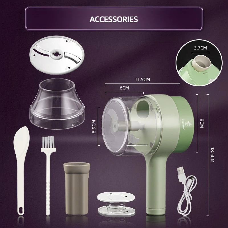 Wireless Electric Food Processor Vegetable Cutter Fruit Slicer Garlic Masher Mincer Handheld Stirrer Kitchen Cooking Accessories