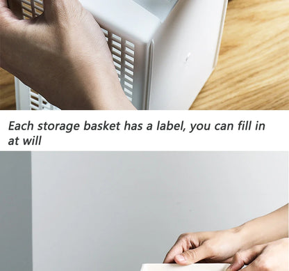 New 4/3PCS Crate Plastic Storage Box with Label Kitchen Basket Home Storage Supplies Desktop Cosmetic Stationery Organizer Boxes
