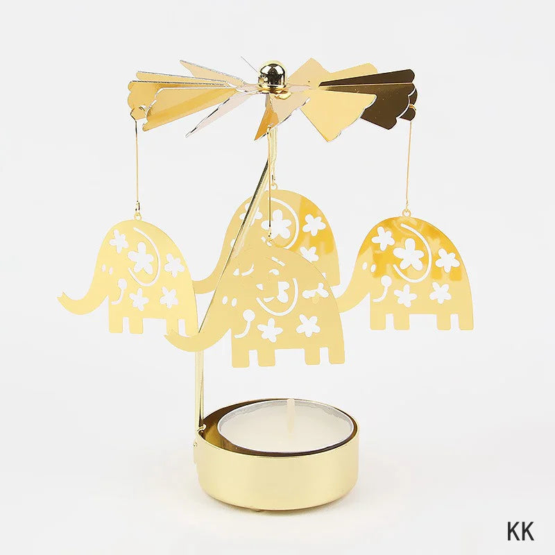 Carousel Candle Holder Gold Metal Candlesticks Room Decor Cake Rotating Candle Stand Home Decoration For Valentine's Christmas