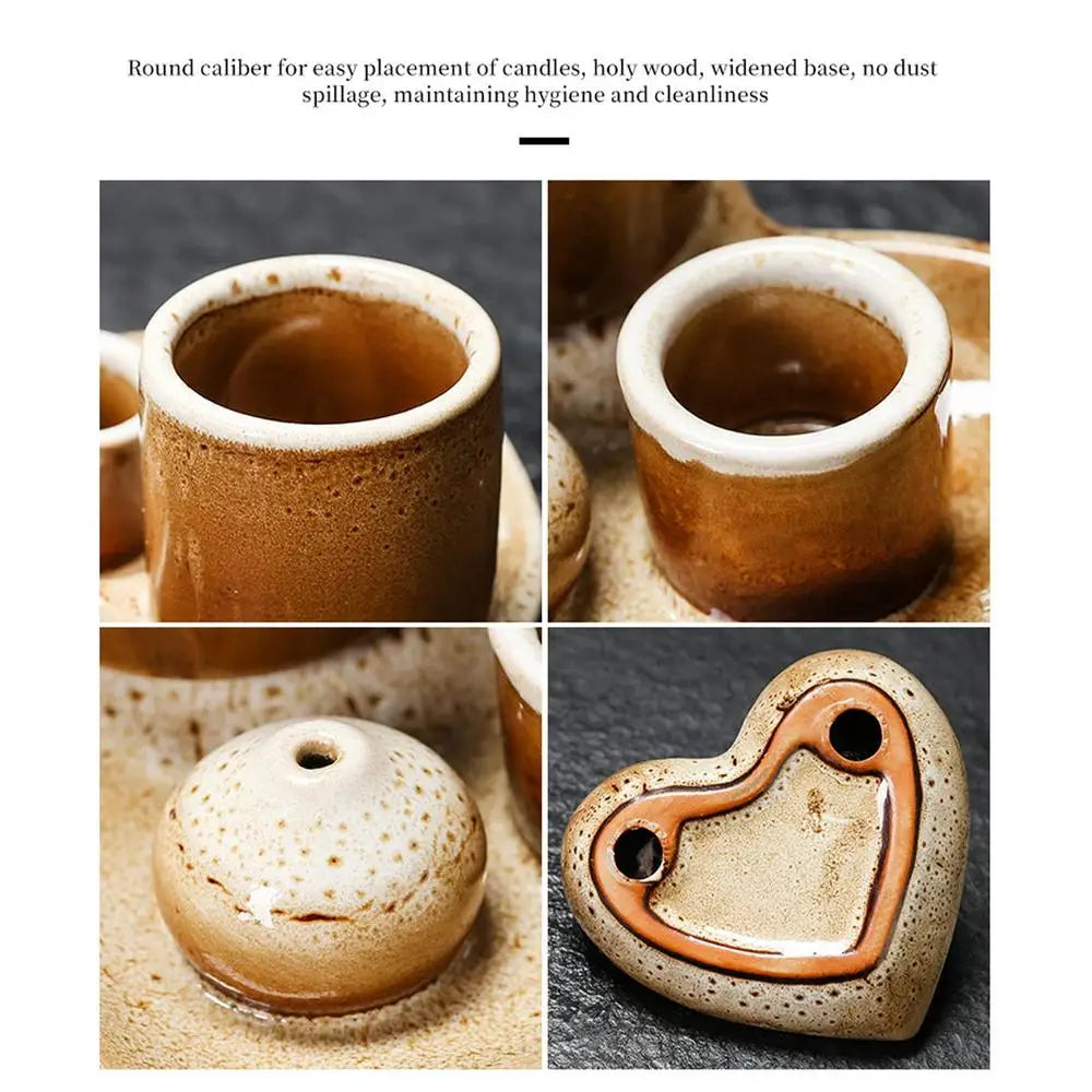 Incense Holder Ceramic Burner Stand Bowl 4-in-1 Incense Stick Holder Spiritual Zen Art For Living Room Yoga Relaxation Home