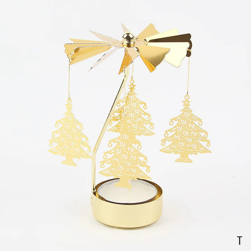 Carousel Candle Holder Gold Metal Candlesticks Room Decor Cake Rotating Candle Stand Home Decoration For Valentine's Christmas