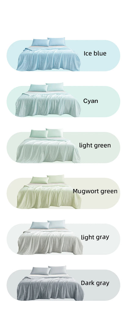 Cooling Blanket for Bed Silky Air Condition Comforter Lightweight Cooled Ice Summer Quilt with Double Side Cold & Cooling Fabric