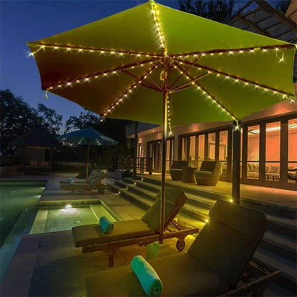 LED String Lights Patio Umbrella Lights 8 Lighting Mode with Remote Control Lights Solar Operated Outdoor for Patio Camping Tent