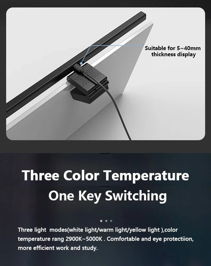 50cm PC Screen Display Hanging Light Computer Monitor Lamp Eye Protection Desk Lights Dimmable Timing Function for Study Work