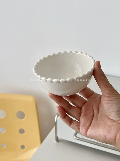 French Ins Ceramic Plates Home Pearl Edge Plates Western Cuisine Dish Home Breakfast Plates Steak Oval Household Tableware
