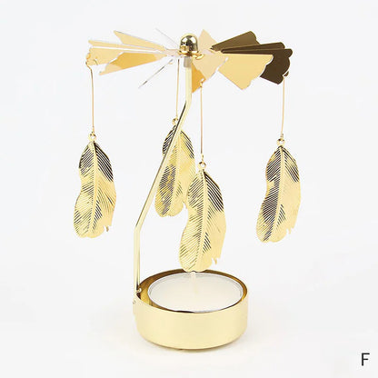 Carousel Candle Holder Gold Metal Candlesticks Room Decor Cake Rotating Candle Stand Home Decoration For Valentine's Christmas