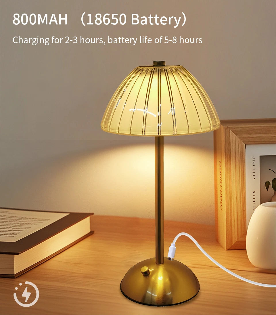 LED Table Lamp Touch Sensor Dimmable Desktop Night Light Rechargeable Wireless Reading Lamp for Hotel Bar Bedroom Decor Light