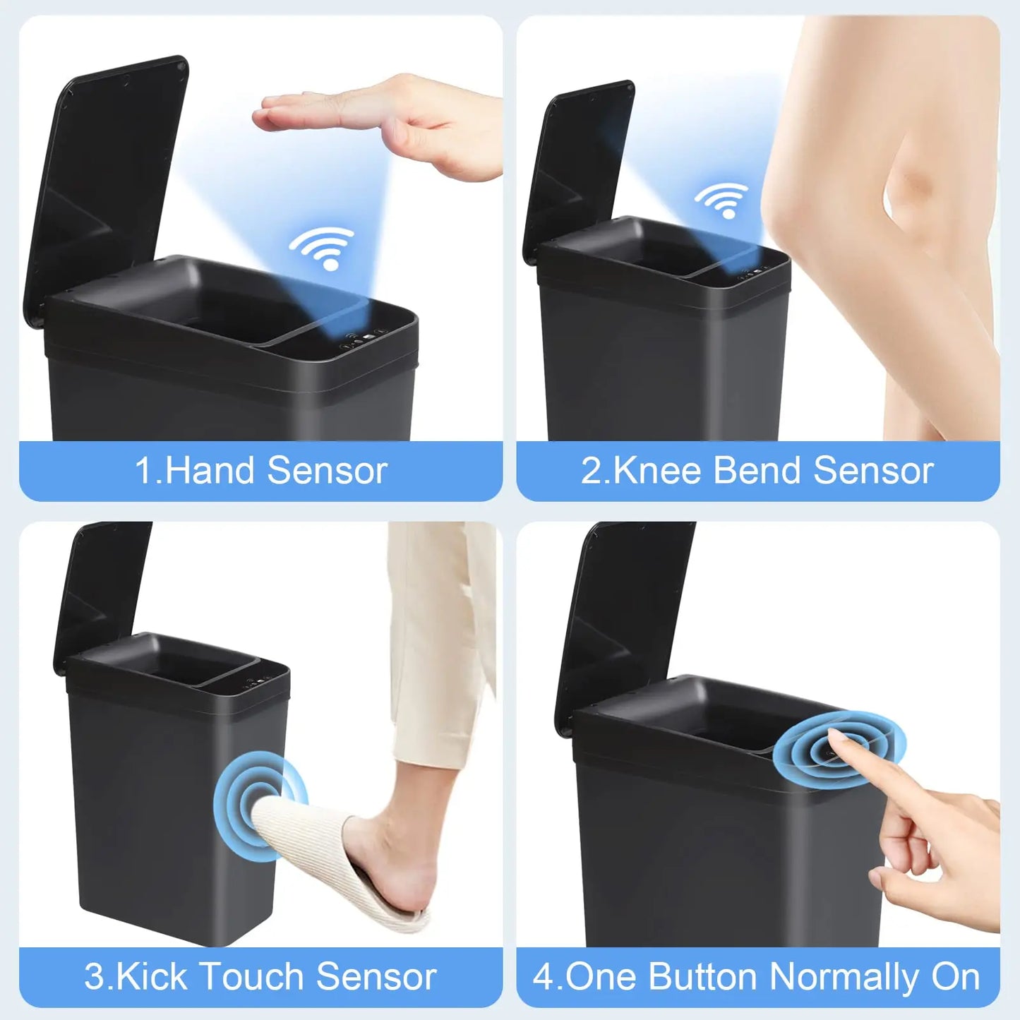 Bathroom Touchless Trash, 12L Motion Sensor-Activated Trash Can with Lid, Automatic Kitchen Trash for Office, Living Room, Bedroom