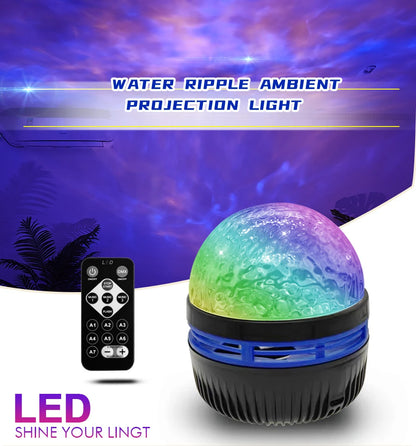 Starry Sky Galaxy Lamp Projector LED Night Light Remote Control Sound Active 5V USB Charging 7 Modes for Kids Room Party Decor