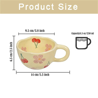 Ceramic Mugs Coffee Cups Hand Pinched Irregular Flower Milk Tea Cup Ins Korean Style Oatmeal Breakfast Mug Drinkware Kitchen