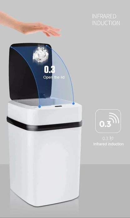 Smart Trash Can Intelligent Waste Bin Automatic Sensor Dustbin with Lid Waterproof Recycling Bins for Home Kitchen Bathroom