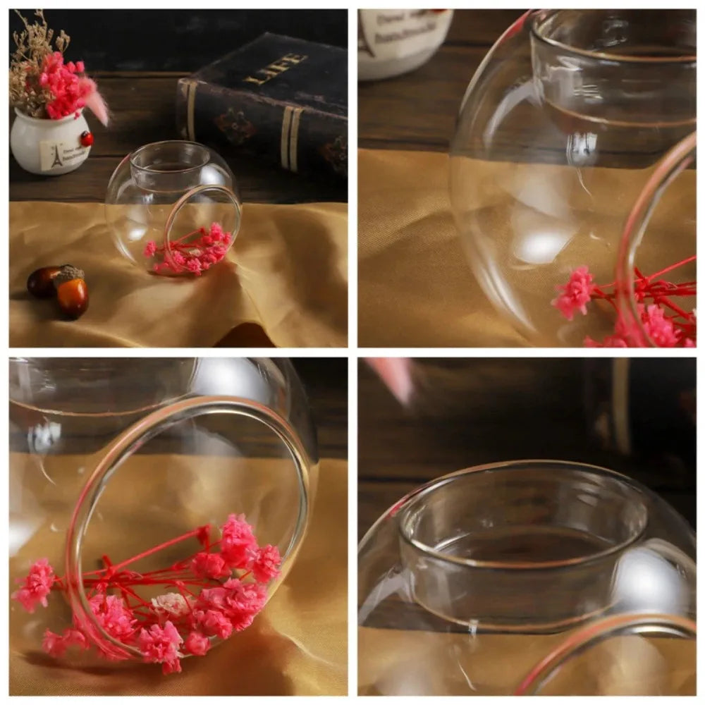 6/12Pcs Transparent Round Hollow Glass Candle Holder Christmas Wedding Banquet Bar Party Wax Holder Candlesticks Home Decoration