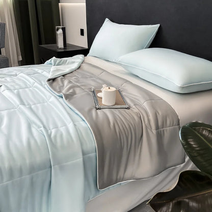 Reversible Cooling Blankets Smooth Air Condition Comforter Lightweight Summer Quilt Washable Double Side Cold Fabric & Cool Skin