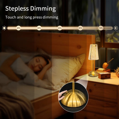 Rechargeable Crystal LED Table Lamp Touch Sensor Dimmable Desktop Nightlight Reading Lamp For Bar Hotel Restaurant Bedroom Decor