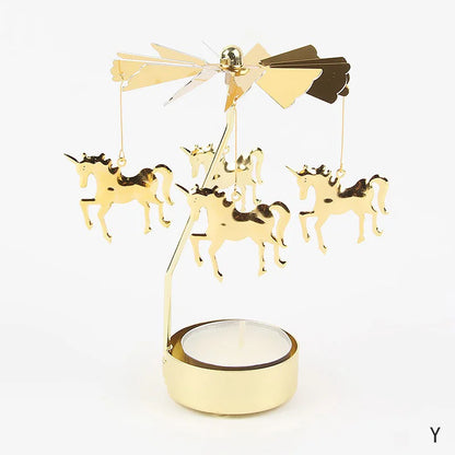 Carousel Candle Holder Gold Metal Candlesticks Room Decor Cake Rotating Candle Stand Home Decoration For Valentine's Christmas