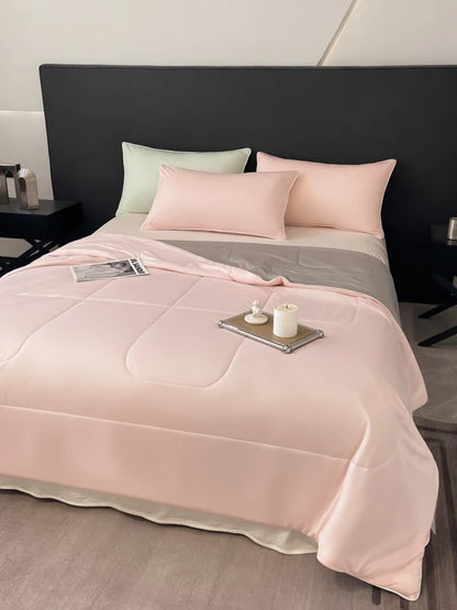 Reversible Cooling Blankets Smooth Air Condition Comforter Lightweight Summer Quilt Washable Double Side Cold Fabric & Cool Skin