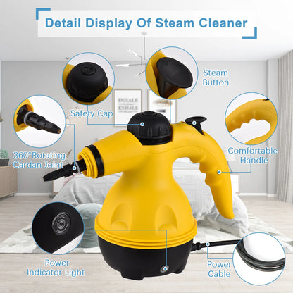 Large capacity water tank handheld high-temperature steam cleaning machine, suitable for kitchen/sofa/window/bedroom/car care