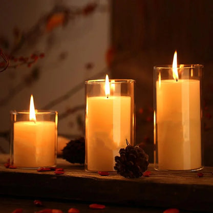 Glass Candle Holders Dia 8cm Cylinder Vases for Pillar Candle, Holders or Flower Vase Wedding Decoration Candlelight Dinner