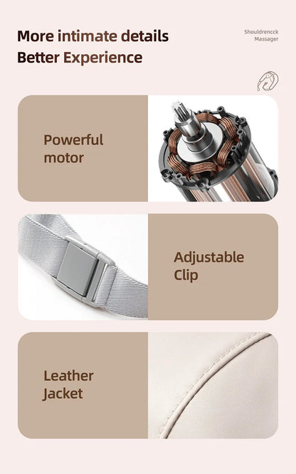 20W Beige Neck And Shoulder Massager Wireless Shoulder And Back Kneading Massage Shawl Trapezius Neck Cervical Masajeador