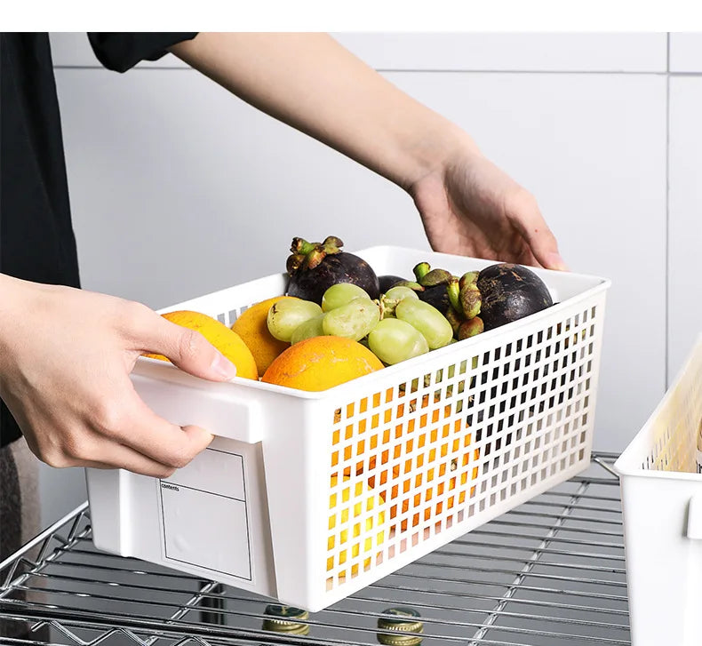 New 4/3PCS Crate Plastic Storage Box with Label Kitchen Basket Home Storage Supplies Desktop Cosmetic Stationery Organizer Boxes