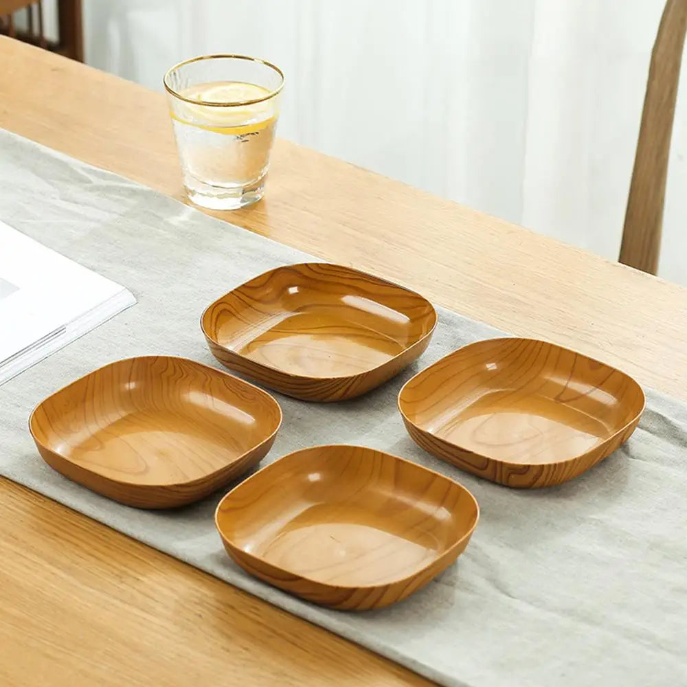 Kitchen Wood Grain Plastic Square Plate Flower Pot Tray Cup Pad Coaster Plate Kitchen Spit Bone Dish Plate Coaster Serving Plate