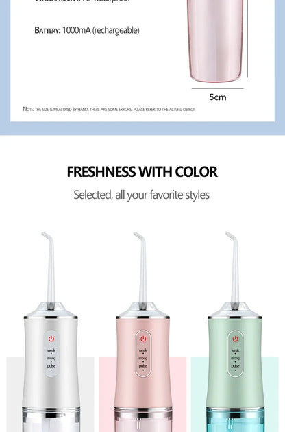 Smart Electric Oral Irrigator Water Flosser 4 Jets 3 Modes USB Charging Water Jet Irrigator Dental Teeth Cleaner