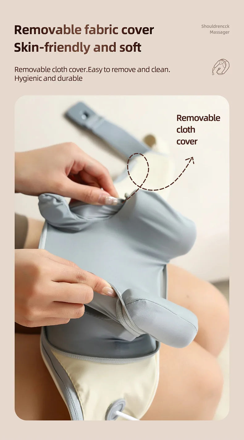 20W Beige Neck And Shoulder Massager Wireless Shoulder And Back Kneading Massage Shawl Trapezius Neck Cervical Masajeador