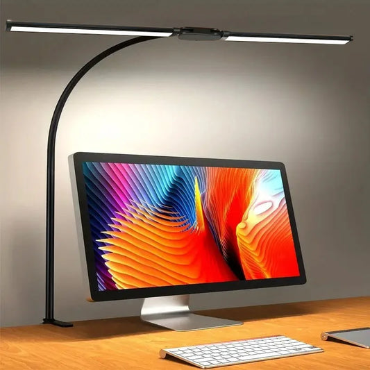 Led Desk Lamp for Office Home Bright Desk Light with Clamp USB Adapter Desk Lamp Stepless Dimming Adjustable Flexible Gooseneck