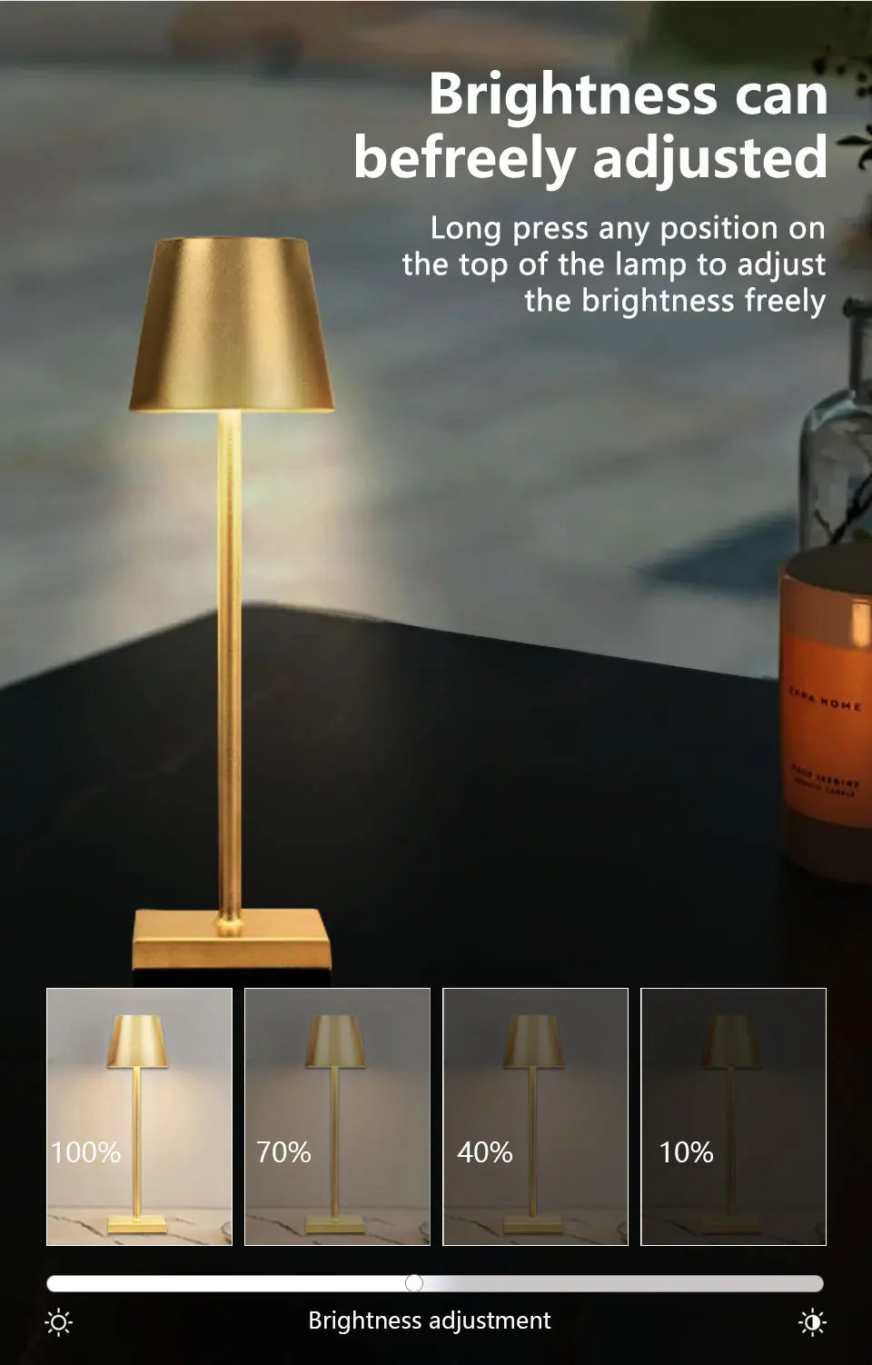 LED Desk Lamp Usb Rechargeable Table Lamp Wireless Touch 3 Color Desktop Night Light Bar Restaurant Creative Ambient Light Decor