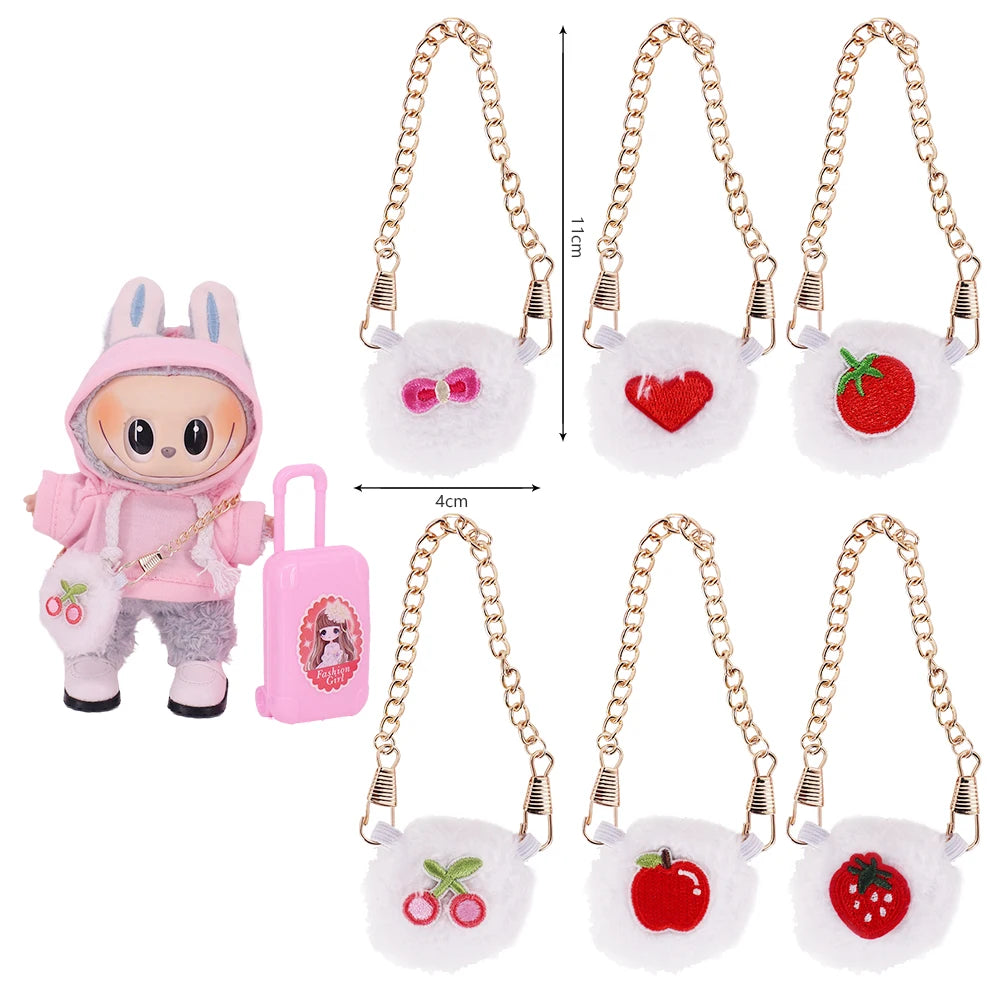 Doll Mini Crossbody Bag Cartoon Model Camera Pendant Doll Accessories For 15-17cm Plush Labubu Doll Gift,Girl's Dollhouse Toys