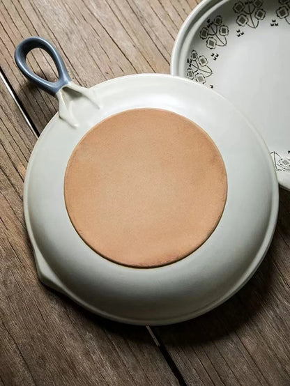 Ceramic Baking Pan Flat Bottomed Frying Pan  Wok Pan Fruit Plate with Handle Dinner  Dish Party Buffet Restaurant Cookware