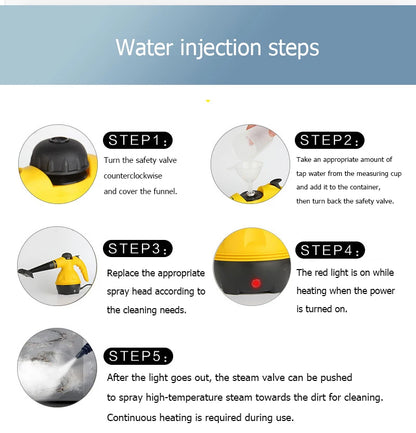 Large capacity water tank handheld high-temperature steam cleaning machine, suitable for kitchen/sofa/window/bedroom/car care