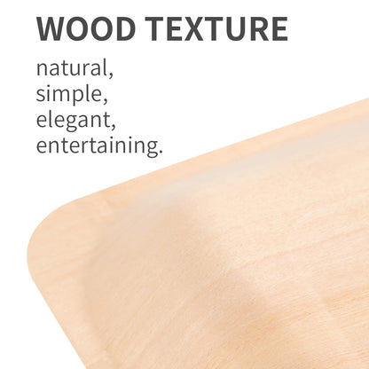 50 Pcs Wood Plate Durable Eco Friendly Tableware Disposable Plates Wooden Square Plates Bamboo Safe Heavy Not Breakable Easy