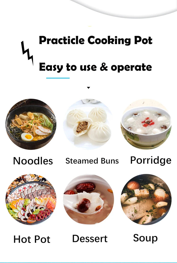 Electric Cooker Home Multifunction Hot Pot 1-2 People Heating Pan Cooking Pot Machine Mini Rice Cooker Kitchen Appliances