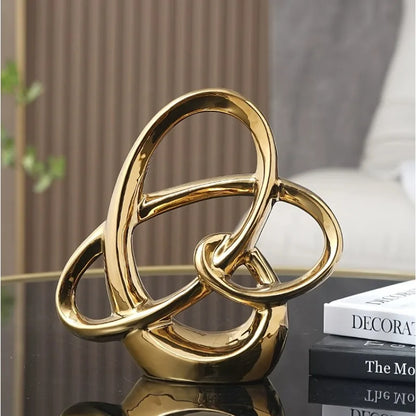 Ring Shaped Ornaments Electroplated Ceramic Sculpture Statue Decoration Furnishing Home Decor Crafts Home Accessories Figurines