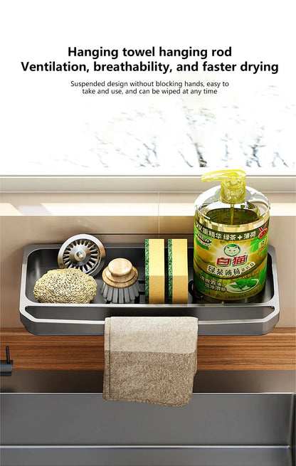 Kitchen Sink Organizer Drain Rack Self-draining Shelf Sponge Holder Dishcloth Faucet Storage Soap Drainer Kitchen Accessories