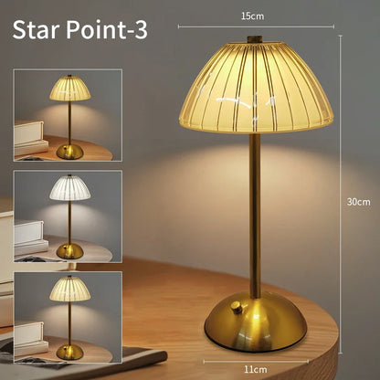 Rechargeable Crystal LED Table Lamp Touch Sensor Dimmable Desktop Nightlight Reading Lamp For Bar Hotel Restaurant Bedroom Decor