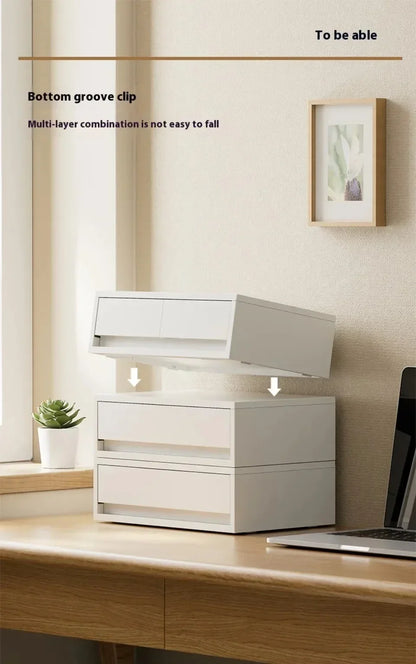 Desktop Storage Box Stationery Sorting Storage Drawer Stackable Space Saving Tabletop Drawer Cosmetic Desktop Organizer Boxes