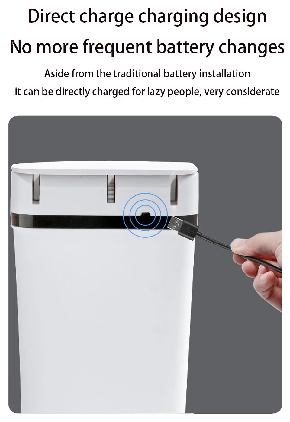 Bathroom Touchless Trash, 12L Motion Sensor-Activated Trash Can with Lid, Automatic Kitchen Trash for Office, Living Room, Bedroom