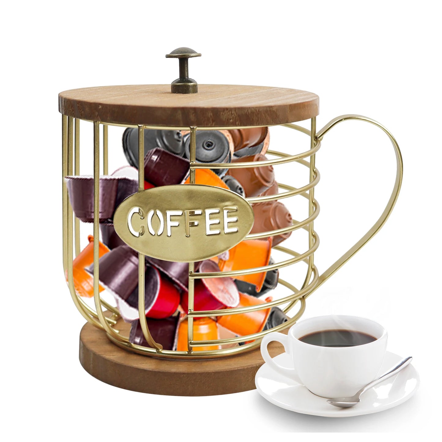 Coffee Pod Holder for K Cups, K Cup Holders for Counter, Mug Shape Coffee Pod Organizer, Coffee Pods Storage Basket for Coffee B