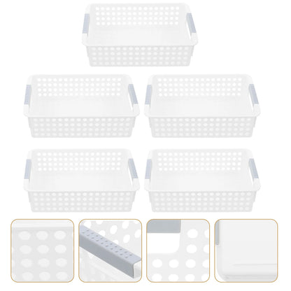 5Pcs Rectangular Storage Frame Plastic Baskets Mini Narrow Desk Organizer Home Office School Supplies Bathroom Accessories