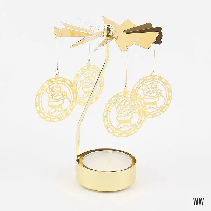 Carousel Candle Holder Gold Metal Candlesticks Room Decor Cake Rotating Candle Stand Home Decoration For Valentine's Christmas