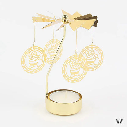 Carousel Candle Holder Gold Metal Candlesticks Room Decor Cake Rotating Candle Stand Home Decoration For Valentine's Christmas