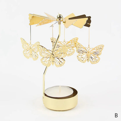 Carousel Candle Holder Gold Metal Candlesticks Room Decor Cake Rotating Candle Stand Home Decoration For Valentine's Christmas