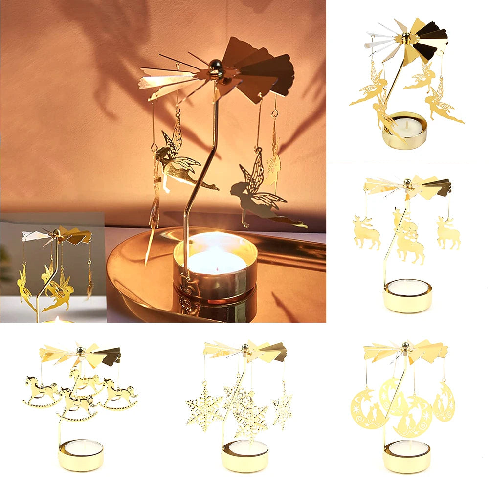 Metal Rotary Candle Holder Rotating Candle Holder Dinner Party Wedding Party Christmas Candle Holder Stand Home Decoration