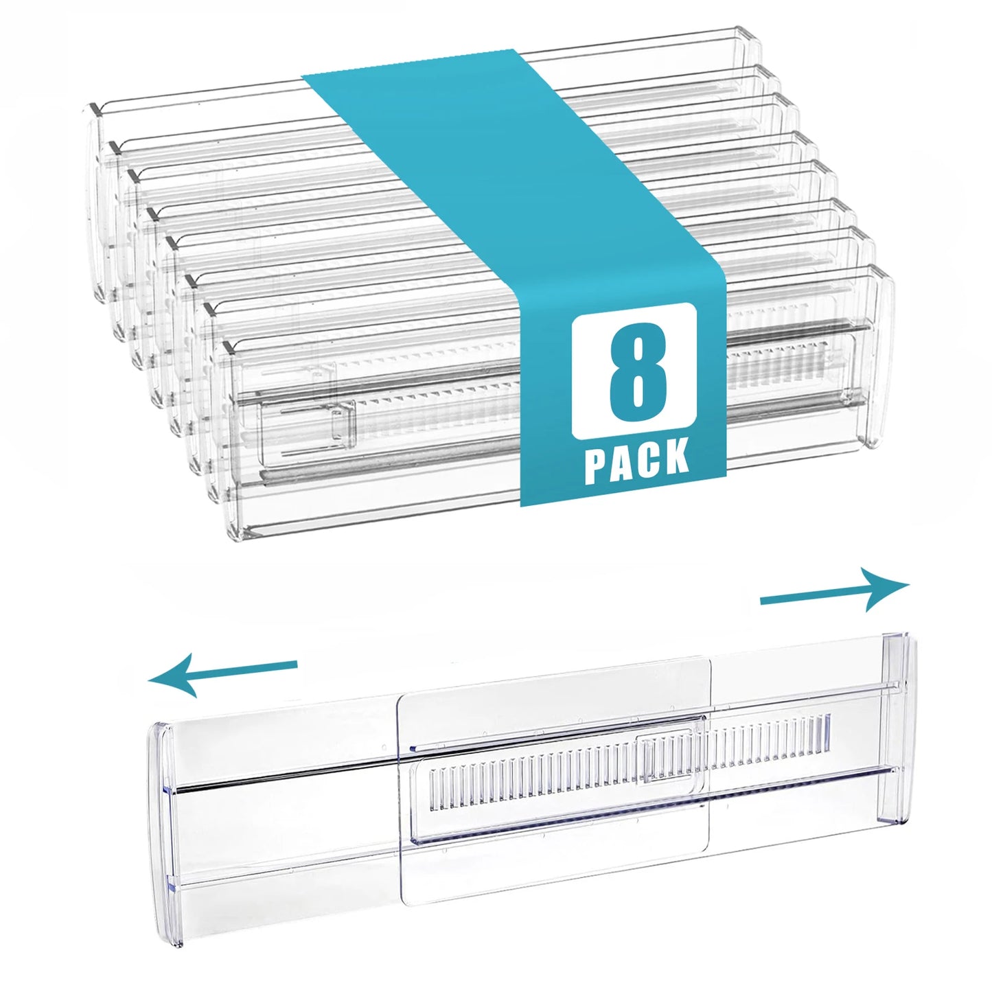 Drawer Dividers 8 Pack, Expandable Drawer Organizer, Suitable For Kitchen, Bedroom, Dresser And Office Storage, Easy to Install