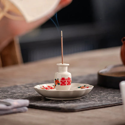2 in 1 Chinese Incense Holder Ceramic Incense Burner for Incense Stick Home Indoor Fragrance Tools Buddhism Supplies Home Decor
